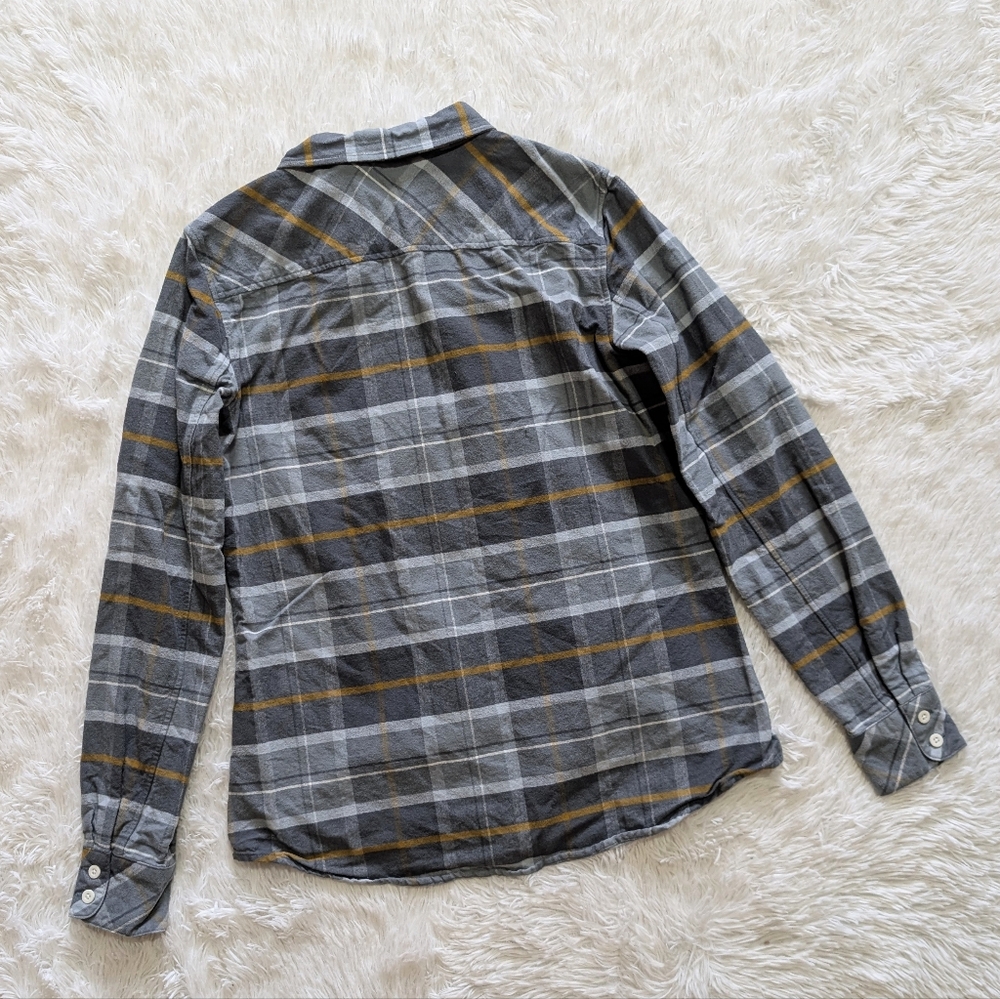 Helly Hansen 100% Organic Cotton Grey Plaid Flannel Fall Button Up Shirt Medium - Picture 3 of 7